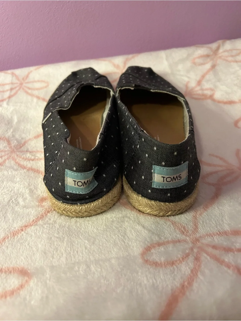 Toms Black Dot Espadrille Slip-On Flats